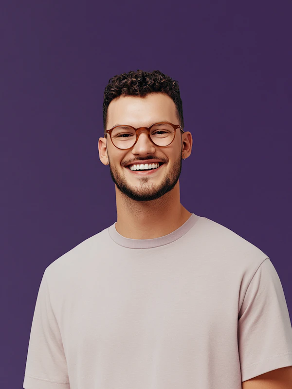 Smiling Man with Curly Hair