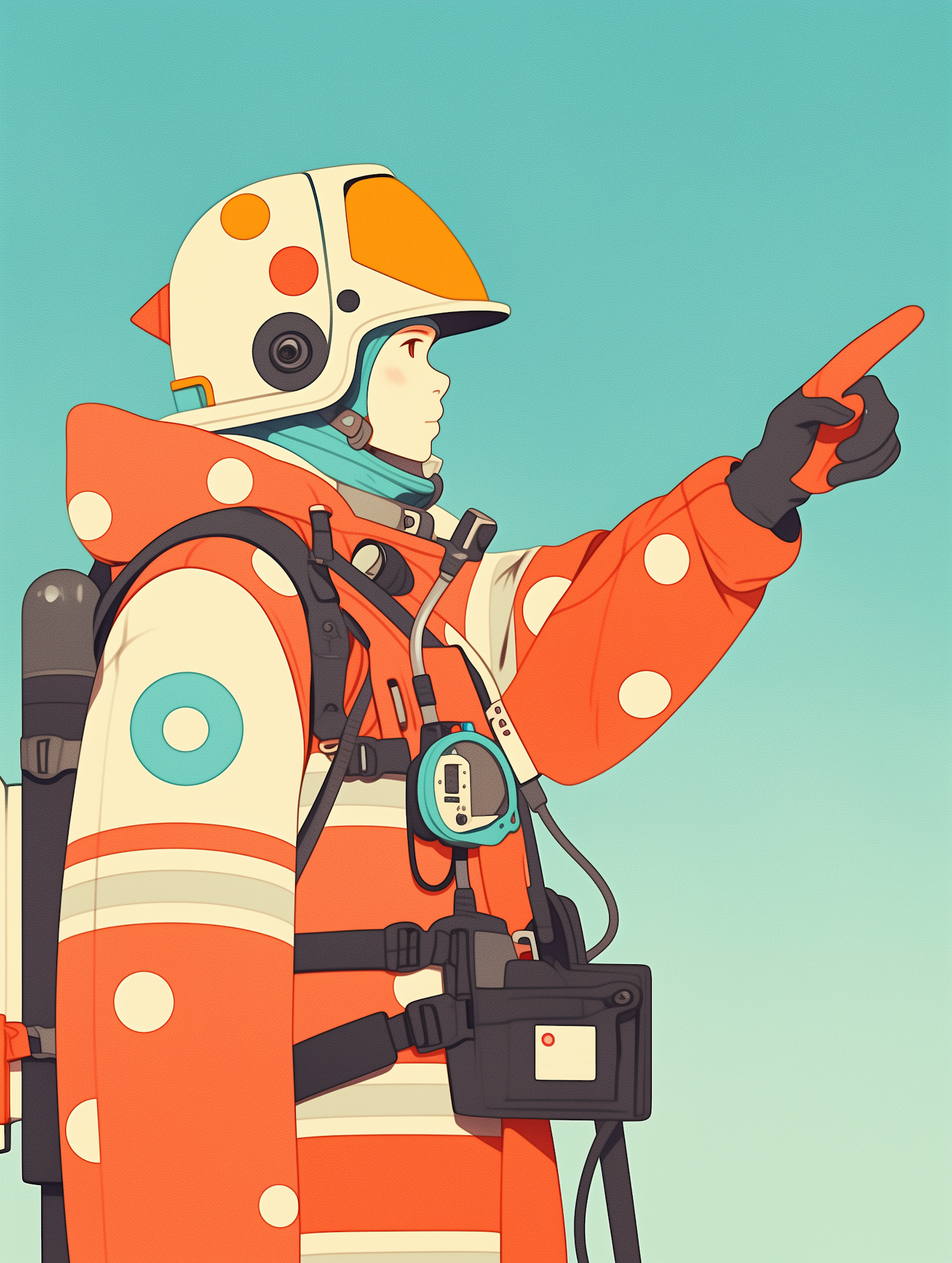 Person in Polka Dot Space Suit