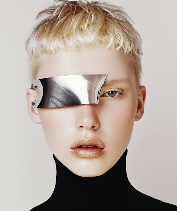 Futuristic Portrait with Metallic Blindfold