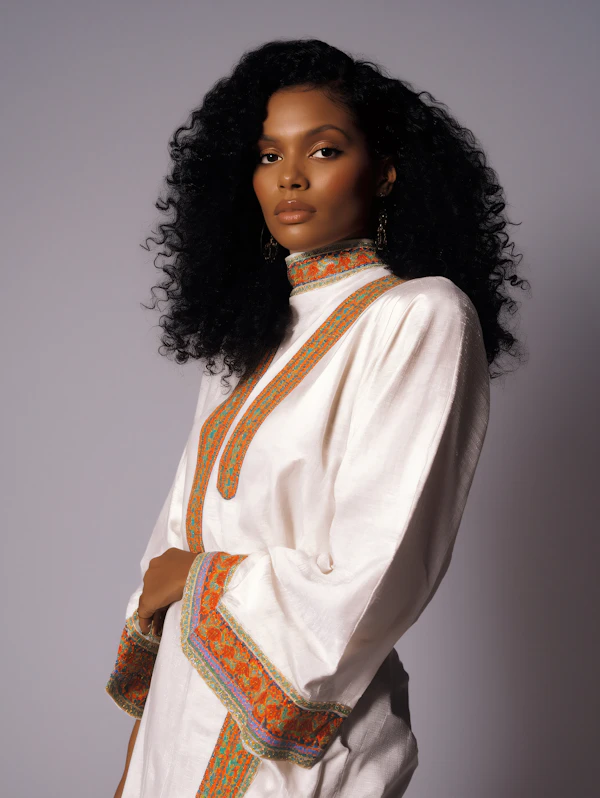 Woman in Embroidered Attire