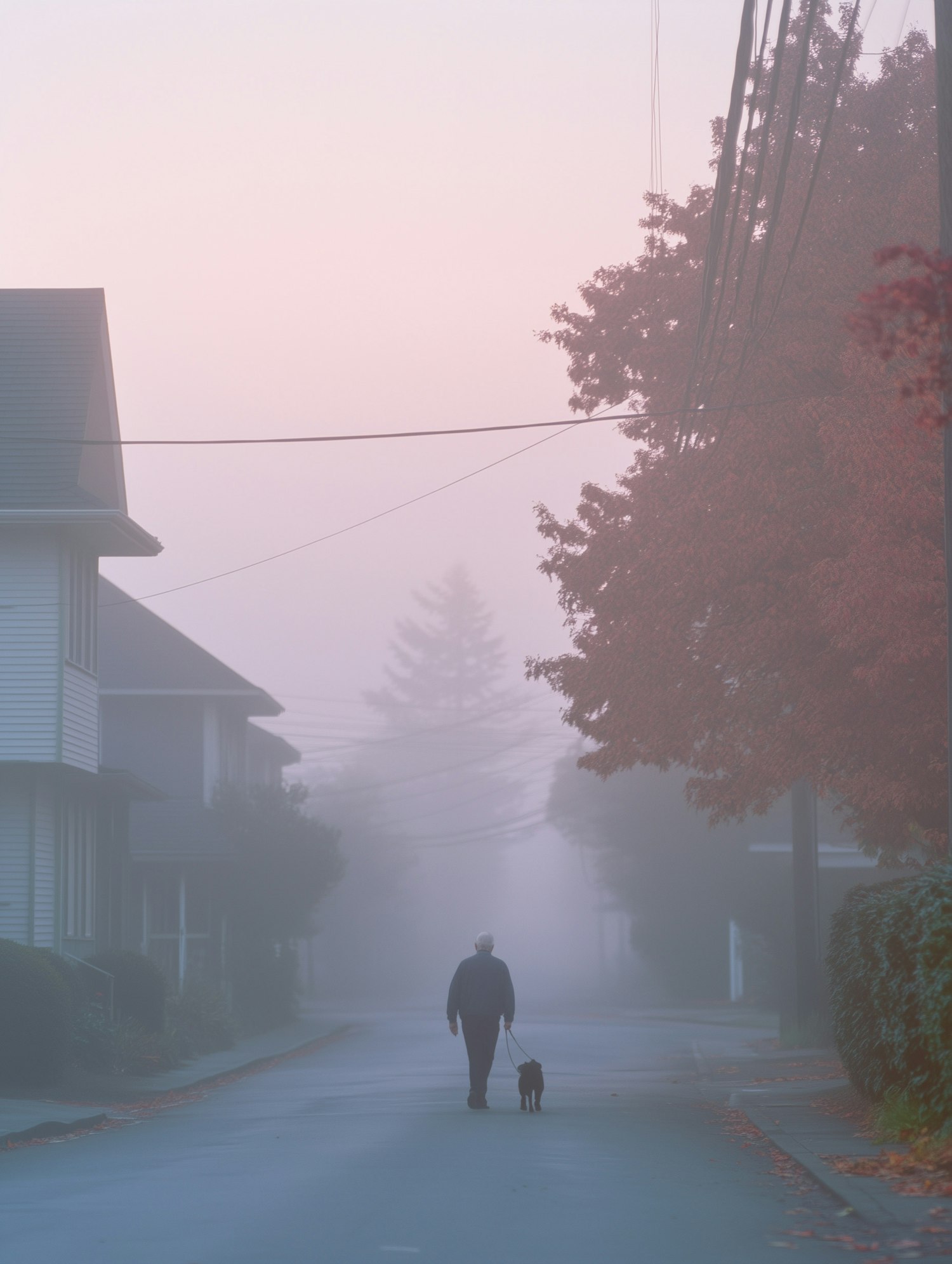 Misty Morning Dog Walk