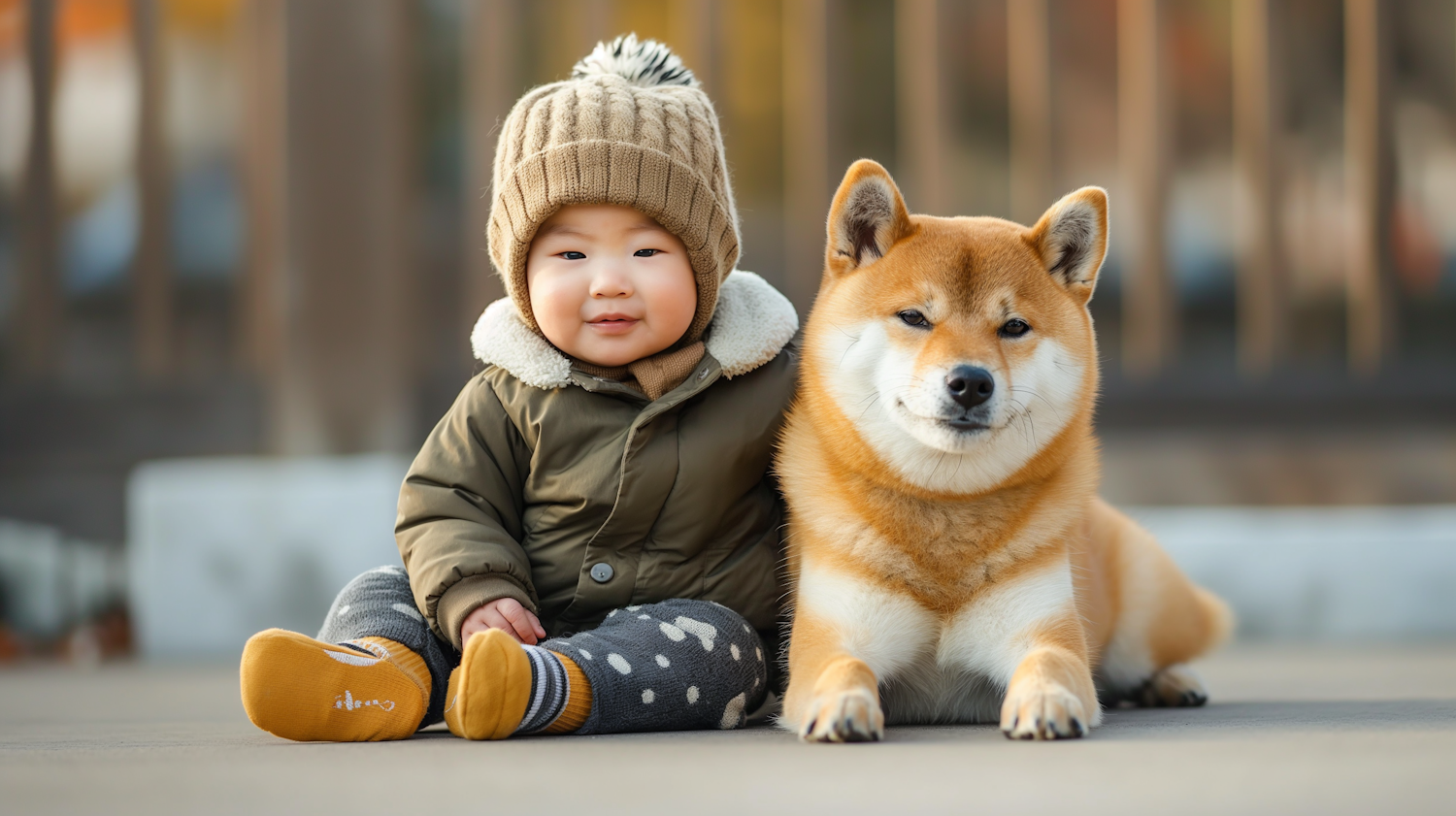 Child and Shiba Inu Bonding