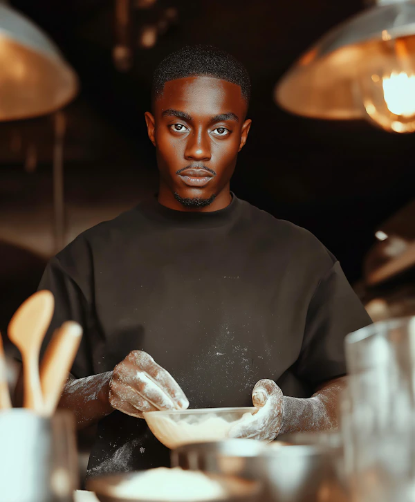 Man Baking in Kitchen