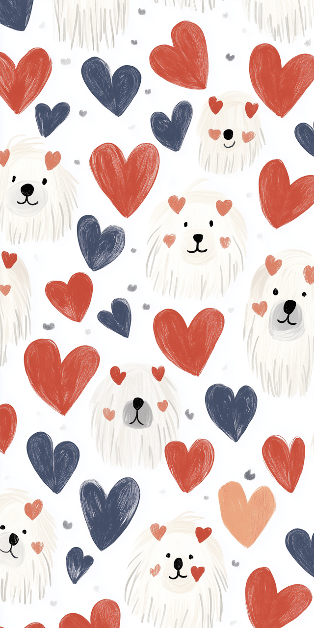 Whimsical Dogs and Hearts Pattern