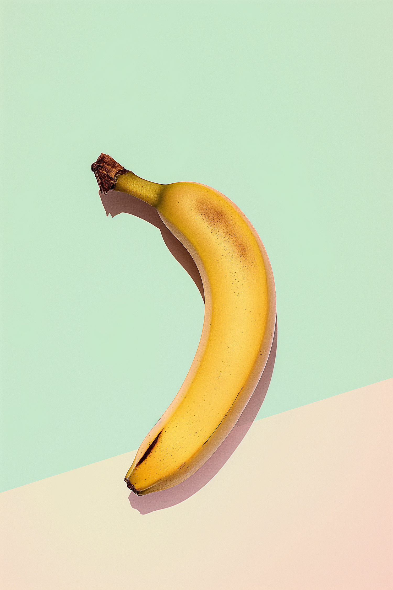 Ripened Banana on Pastel Background