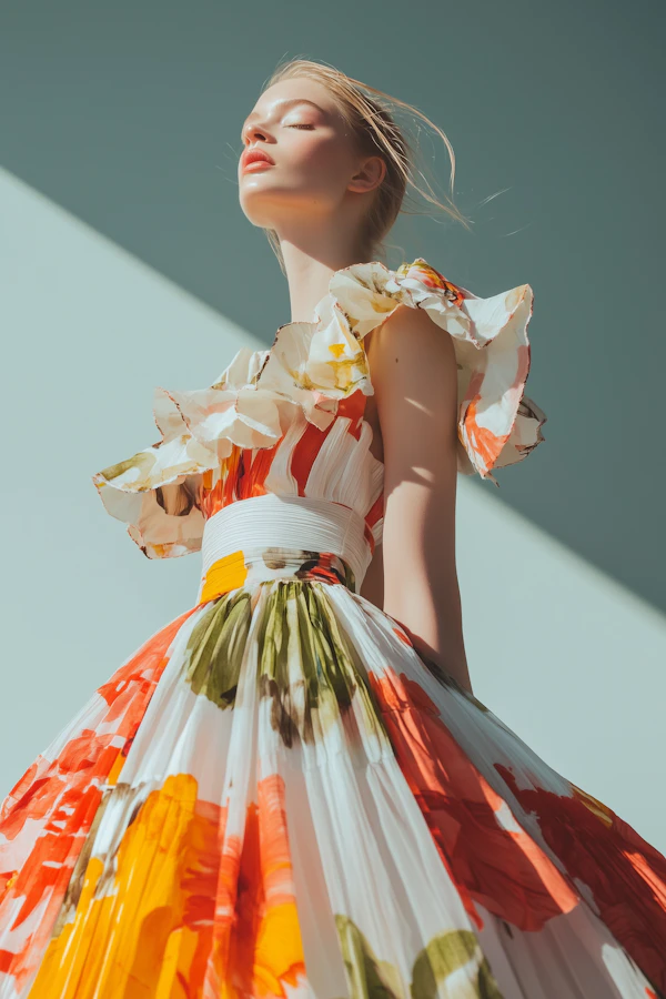 Serene Woman in Floral Dress