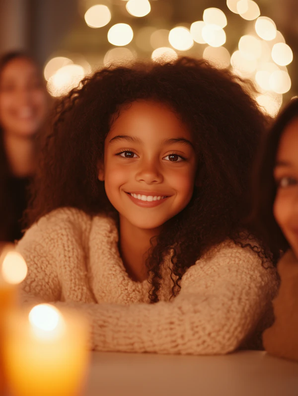 Smiling Girl with Festive Background