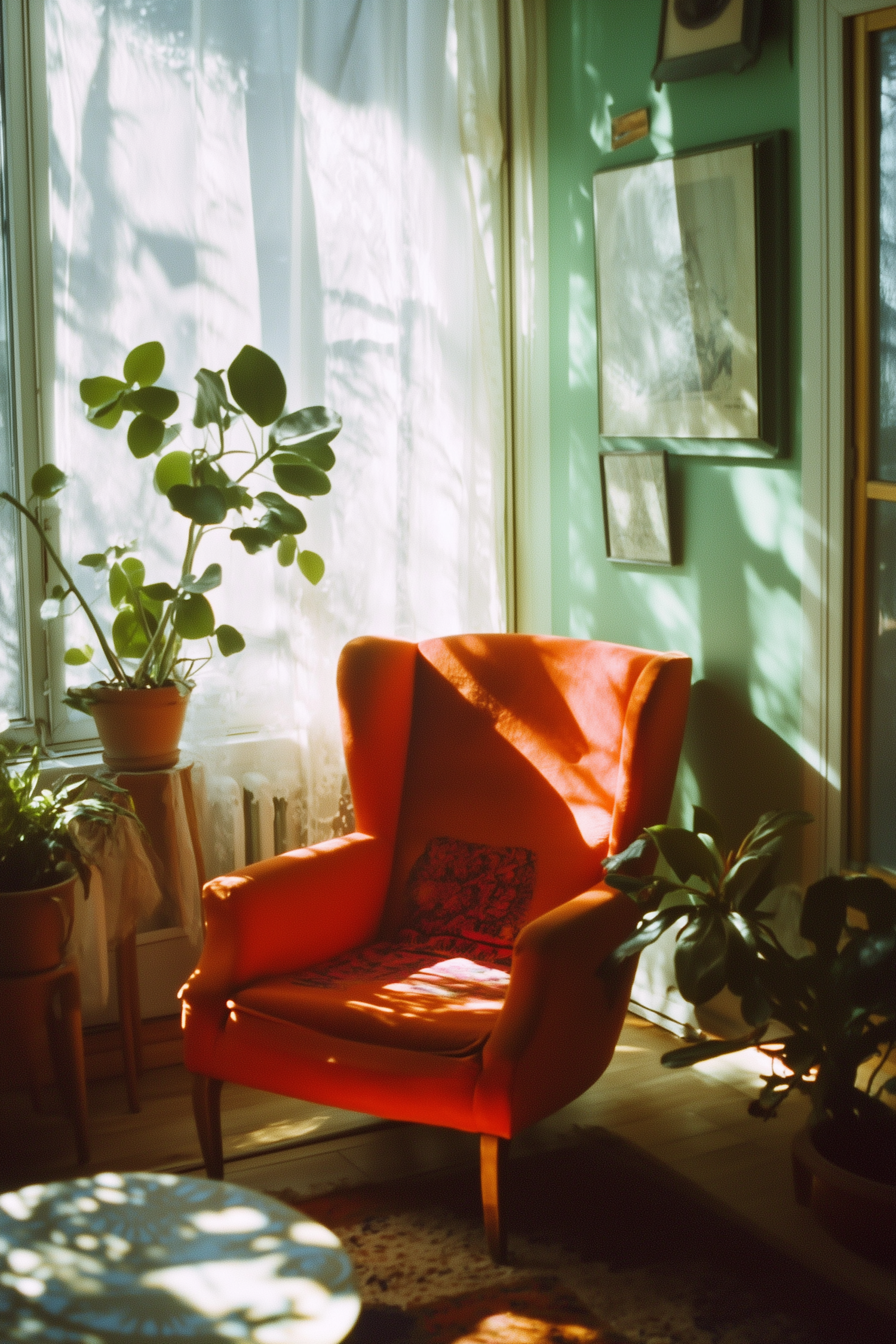 Cozy Interior with Orange Armchair