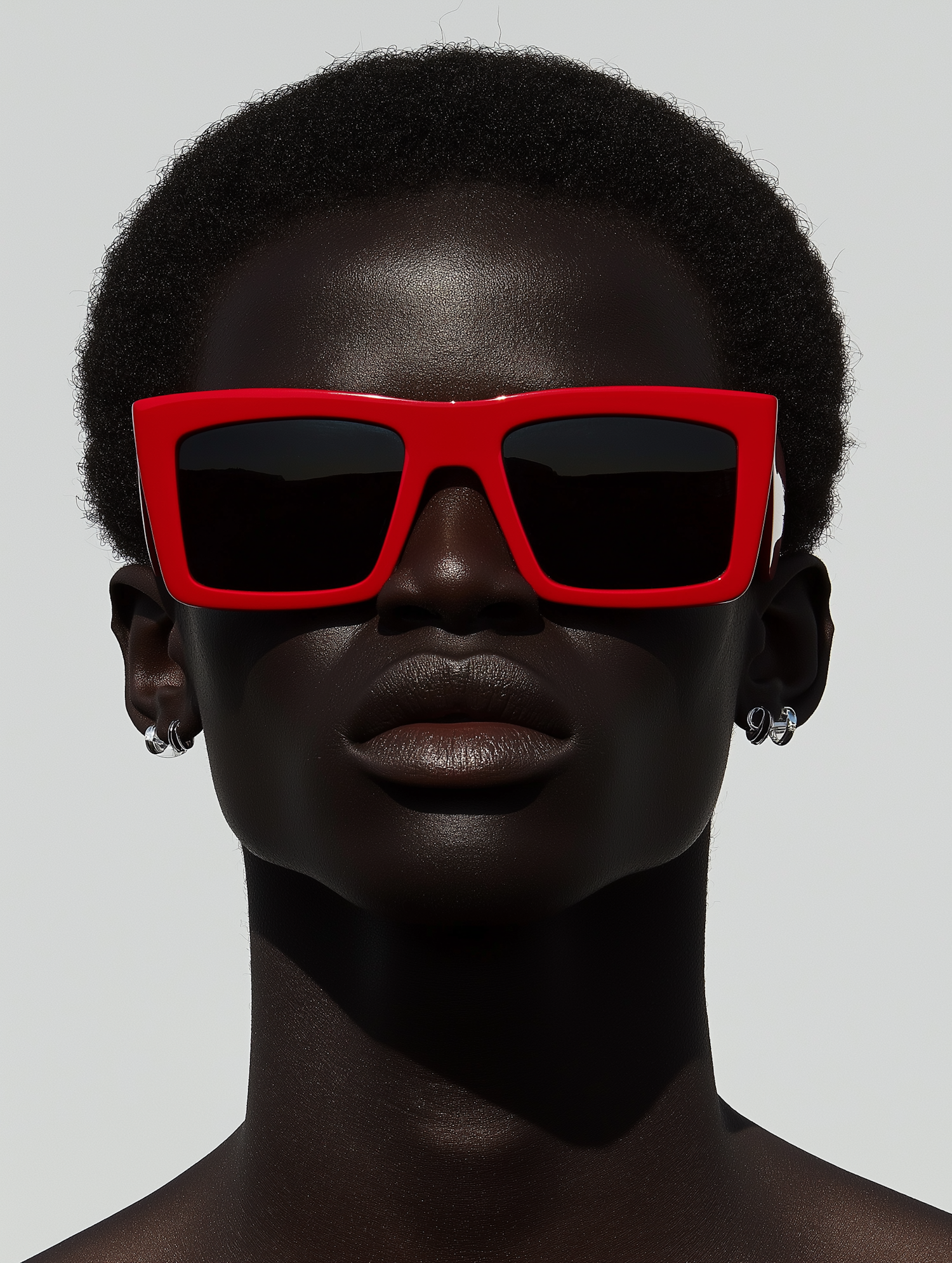 Striking Portrait with Red Sunglasses