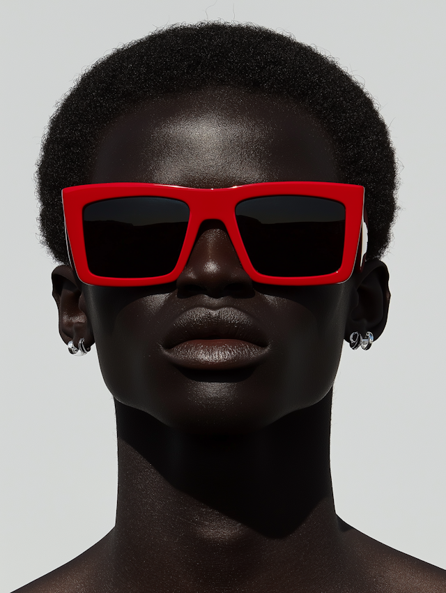 Striking Portrait with Red Sunglasses