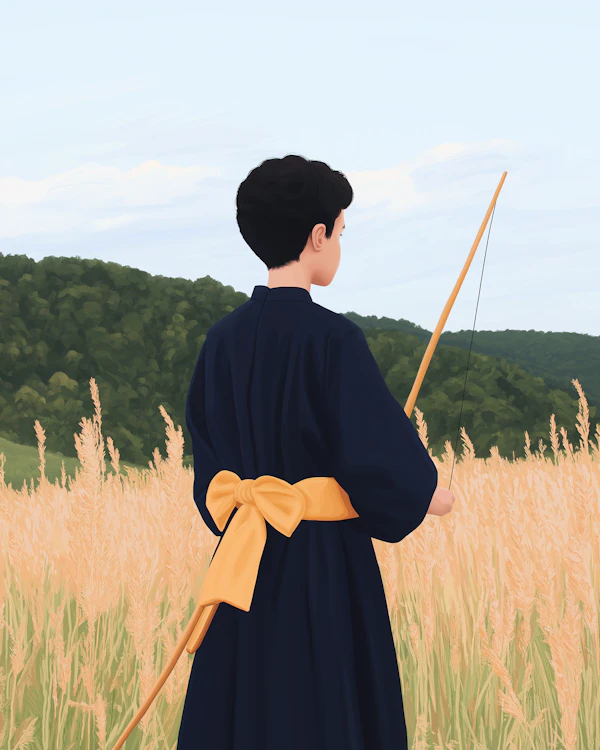 Person in Field with Bow