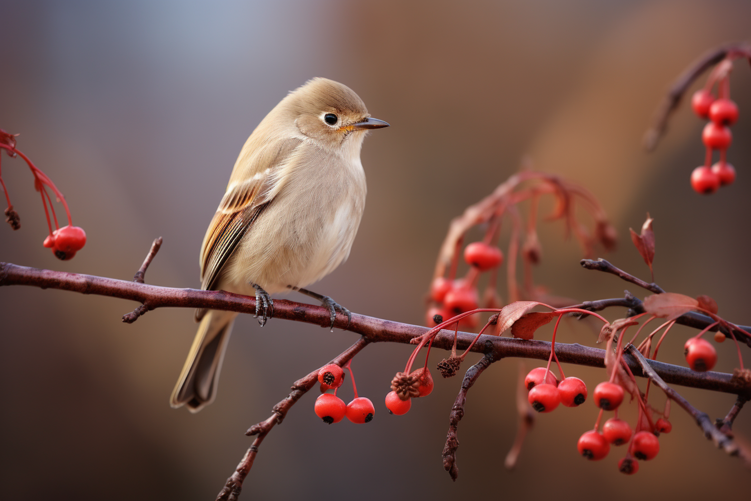 Autumn Perch: Finch among Red Berries