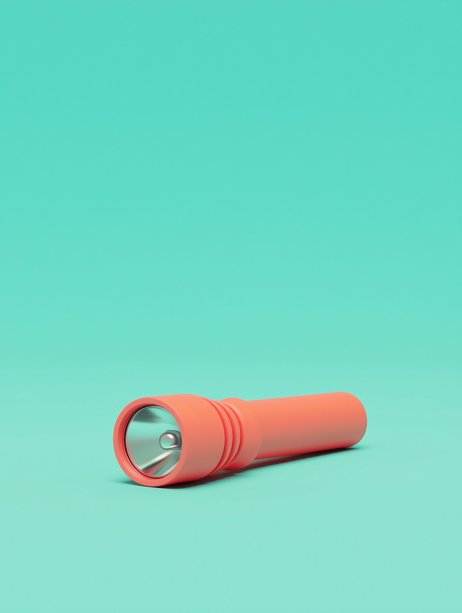 Coral Flashlight on Turquoise Background