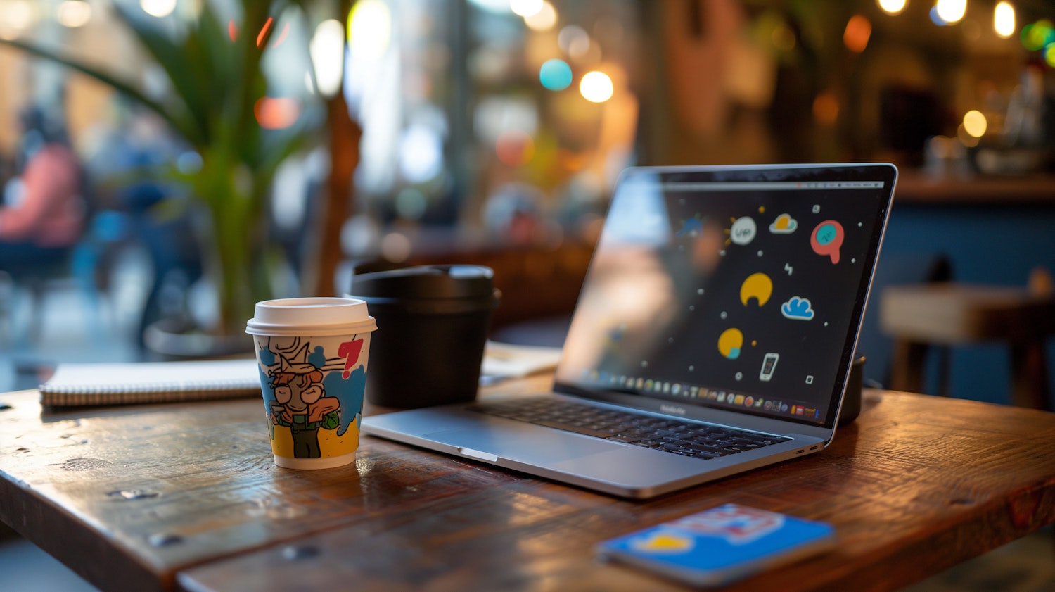 Modern Workspace in Rustic Café