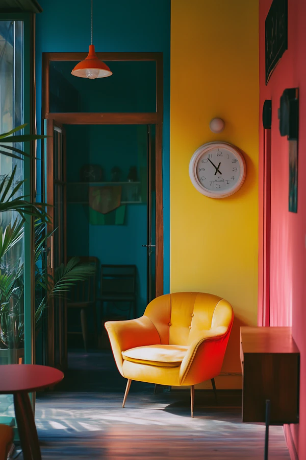 Vibrant Interior Space with Yellow Armchair