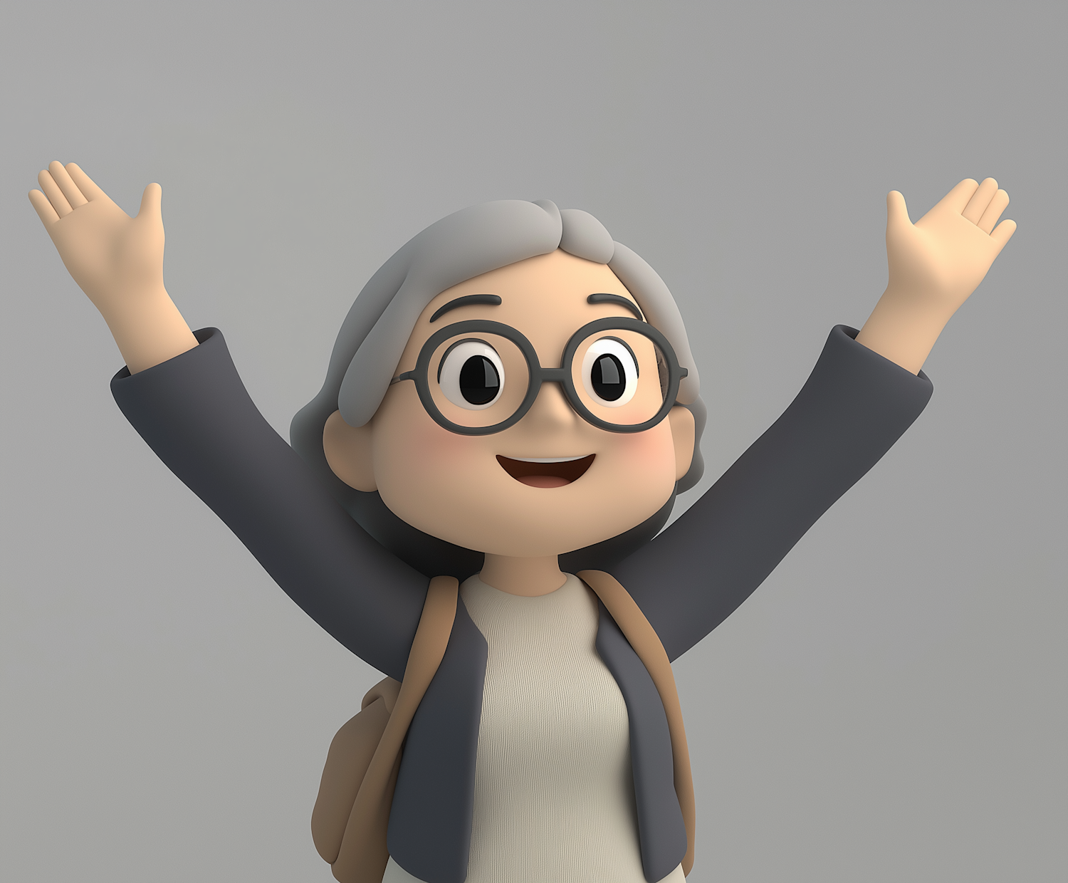 Joyful Elderly Woman Character