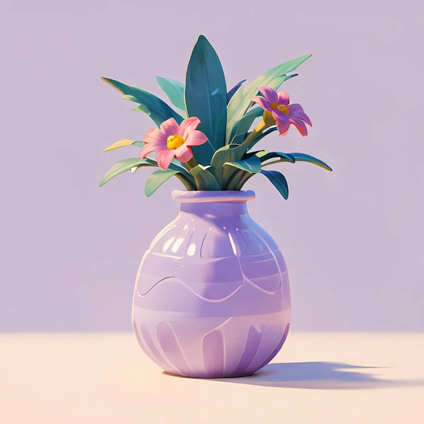 Stylized Vase with Flowers
