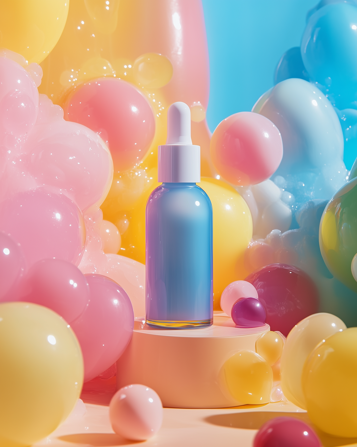 Colorful Dropper Bottle with Bubbles