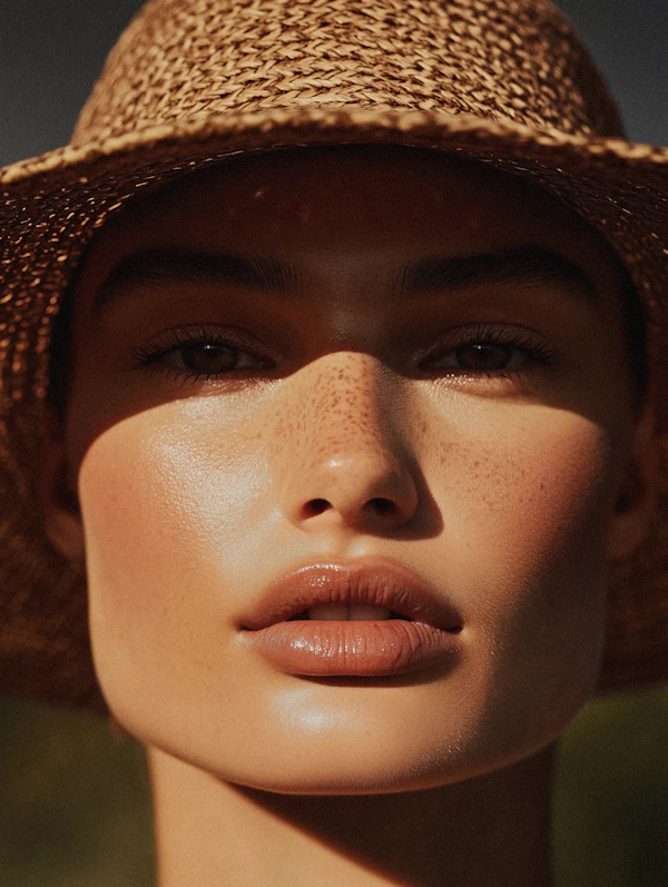Serene Portrait with Straw Hat