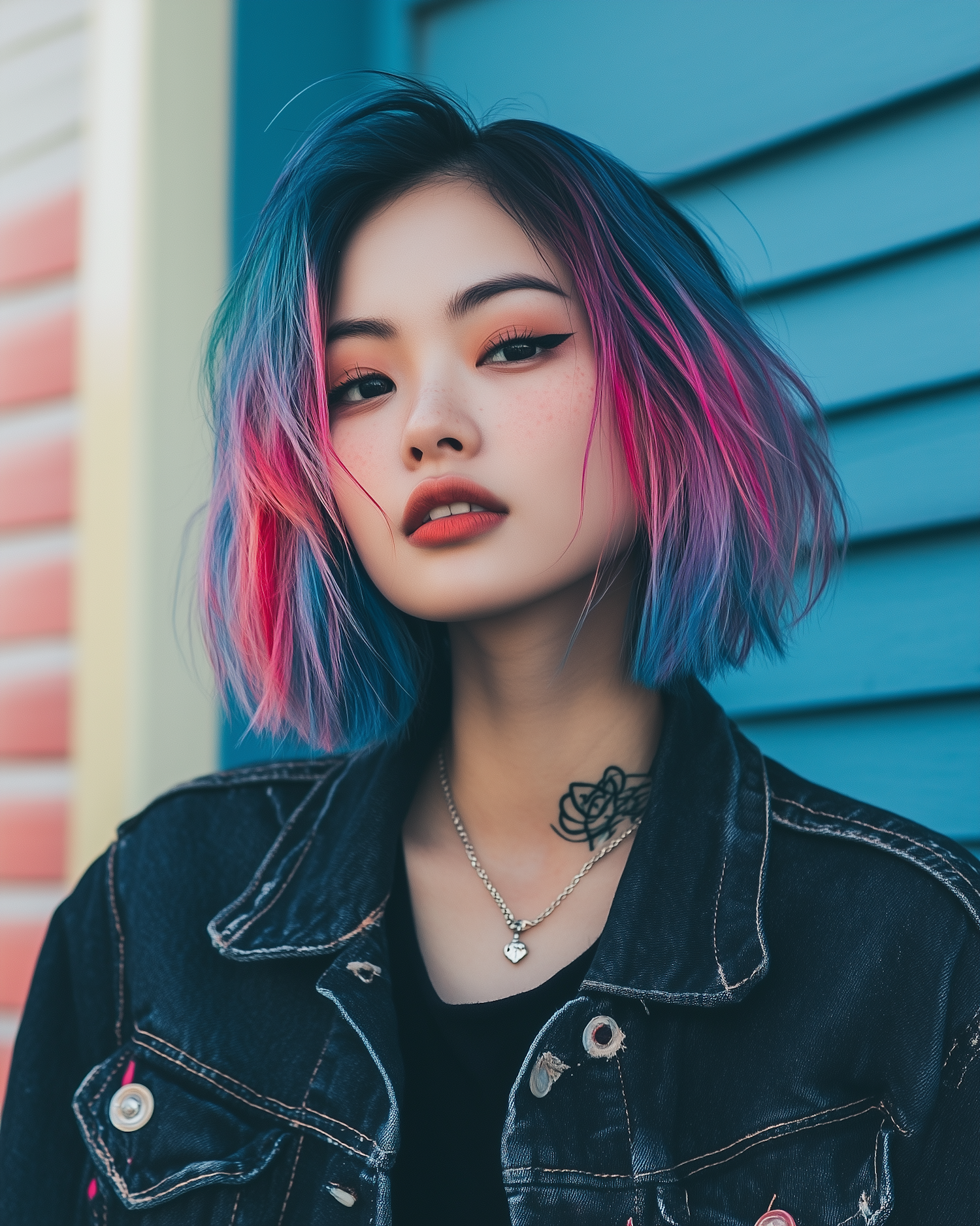 Vibrant Multicolored Hair Portrait