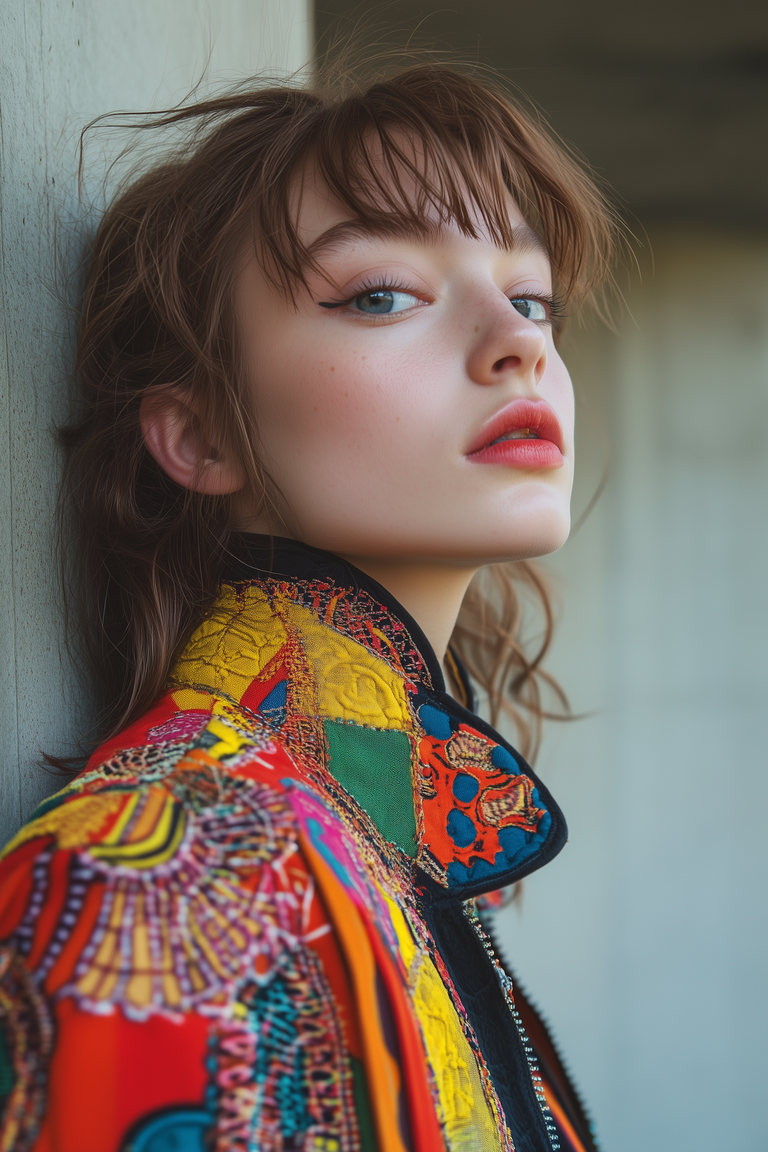 Young Woman in Vibrant Jacket