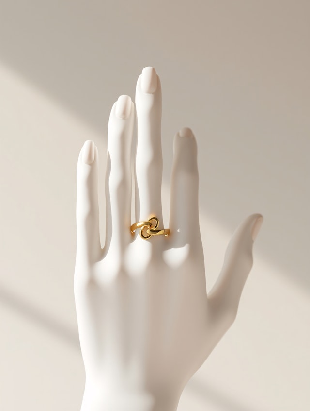 Elegant Gold Ring on Mannequin Hand