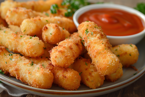 Breaded Mozzarella Sticks with Marinara Sauce