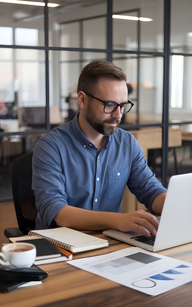 Man Working in Modern Office