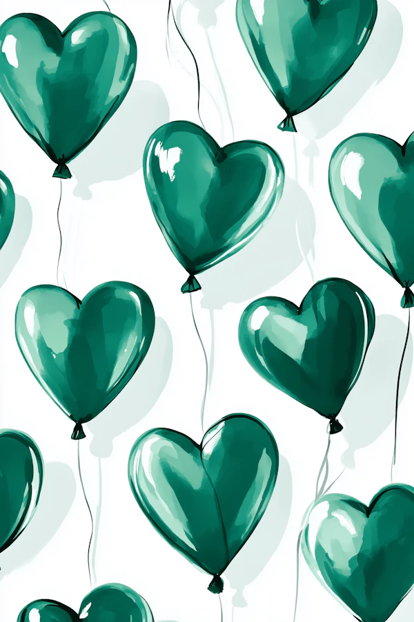 Teal Heart Balloons