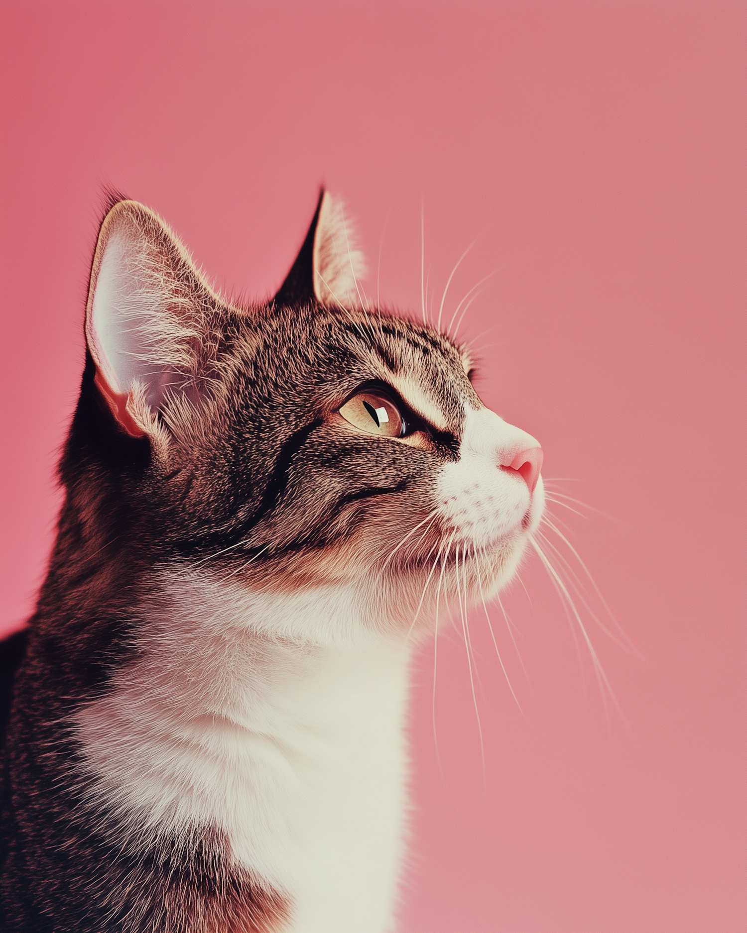 Close-up of a Cat with Pink Background