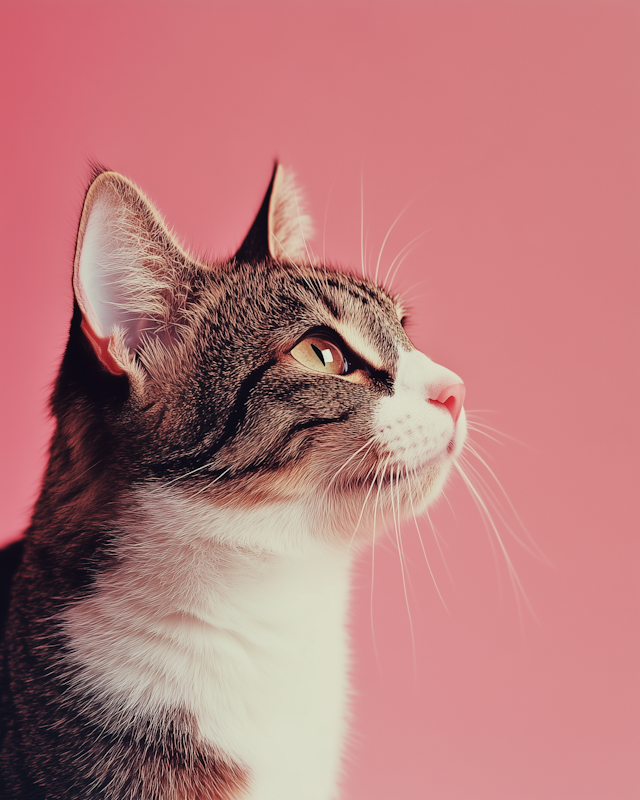 Close-up of a Cat with Pink Background