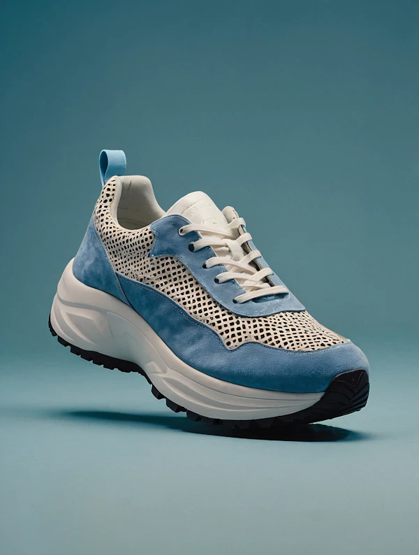 Stylish Sneaker on Teal Background