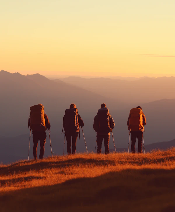 Hikers at Sunset