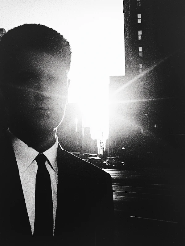 Silhouetted Man in Urban Setting