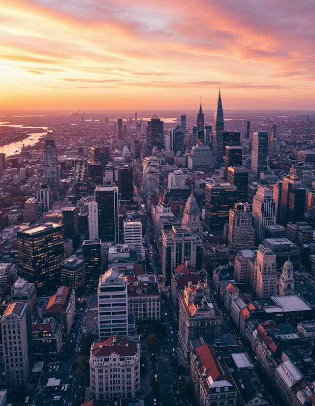 Urban Skyline at Sunset