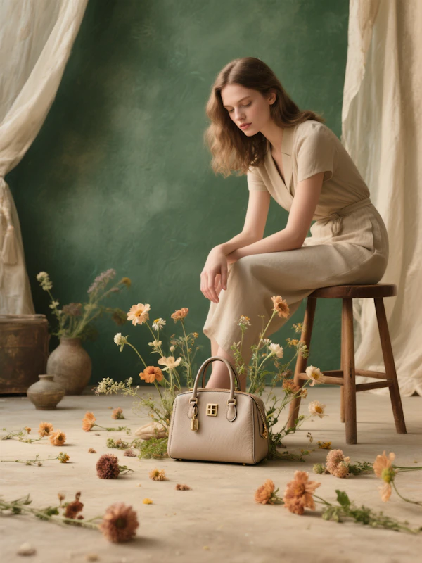 Serene Woman with Handbag