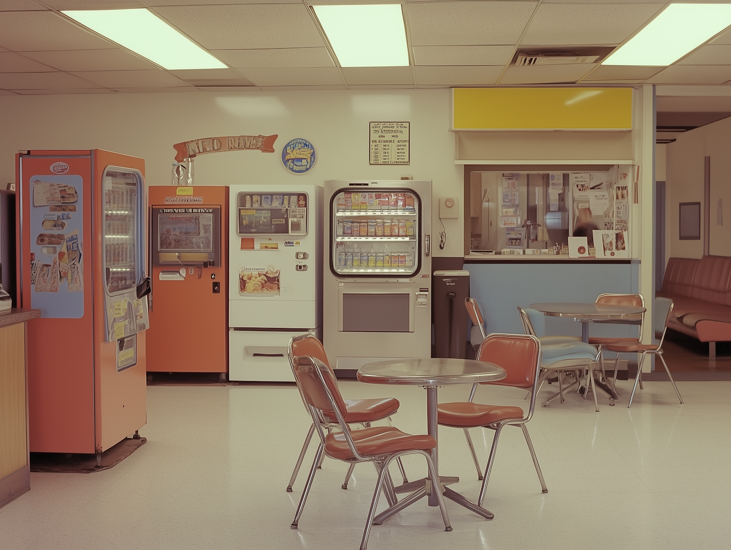 Retro Cafeteria with Vending Machines