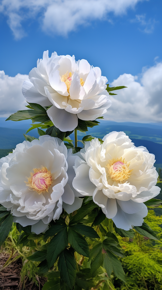 Sky Blossoms: Ethereal White Peonies