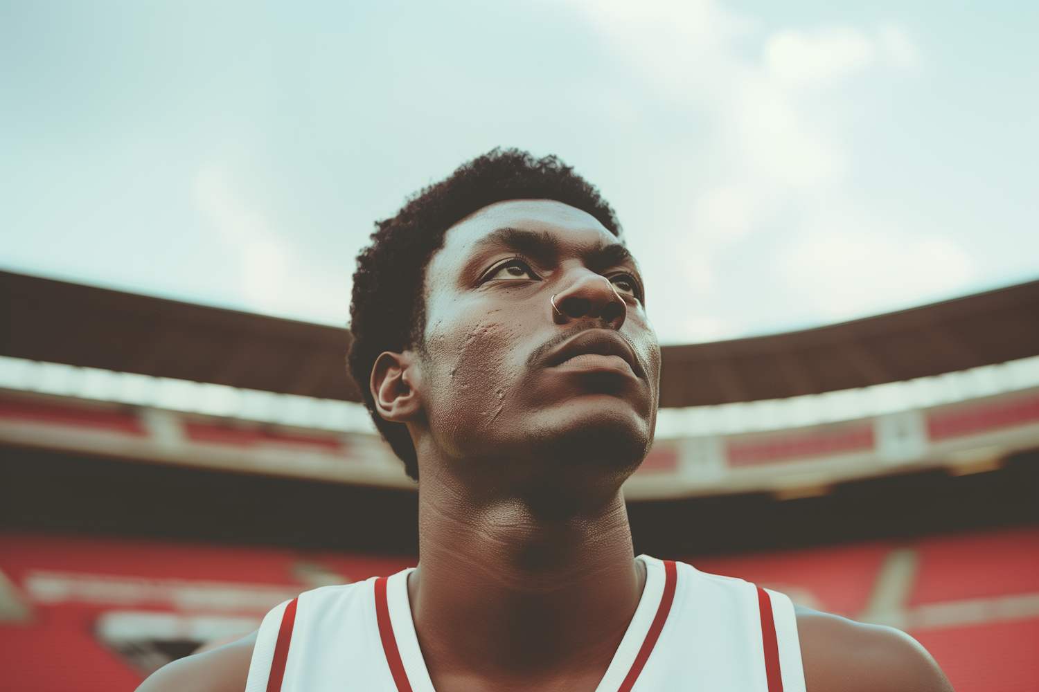 Focused Basketball Athlete in Stadium