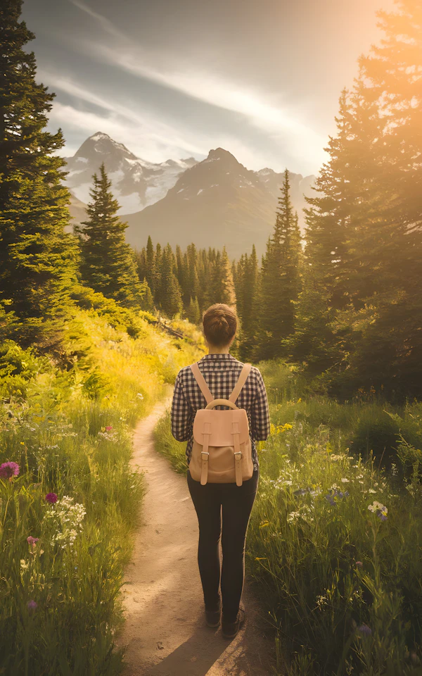 Hiker in Scenic Nature