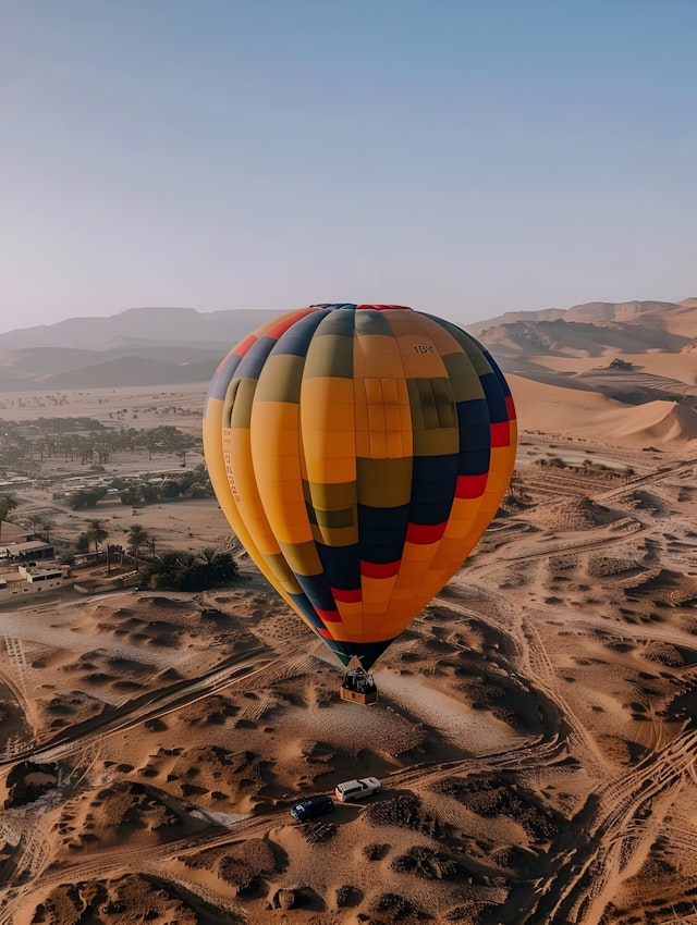 Hot Air Balloon Over Desert