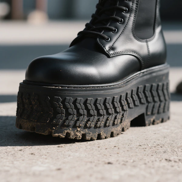 Black Leather Boot Close-Up