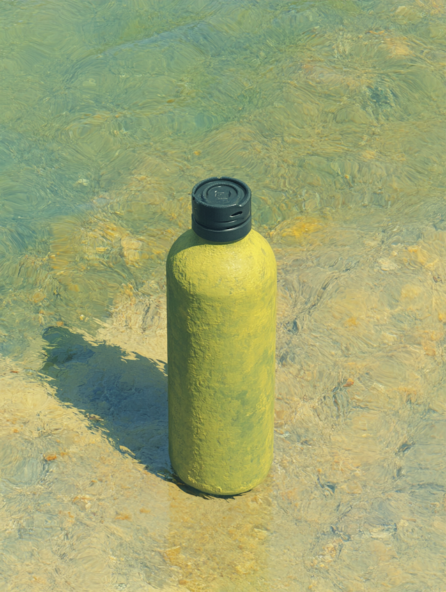 Green Water Bottle on Water