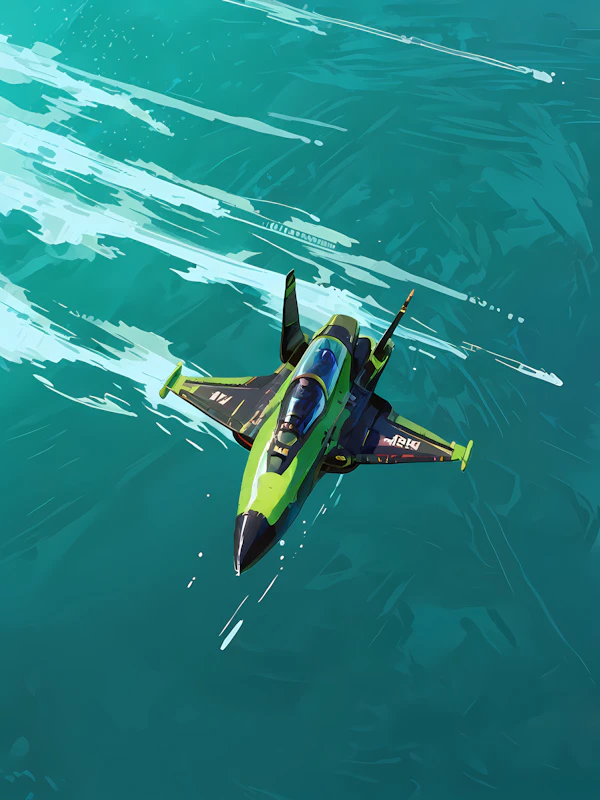Futuristic Jet Over Water
