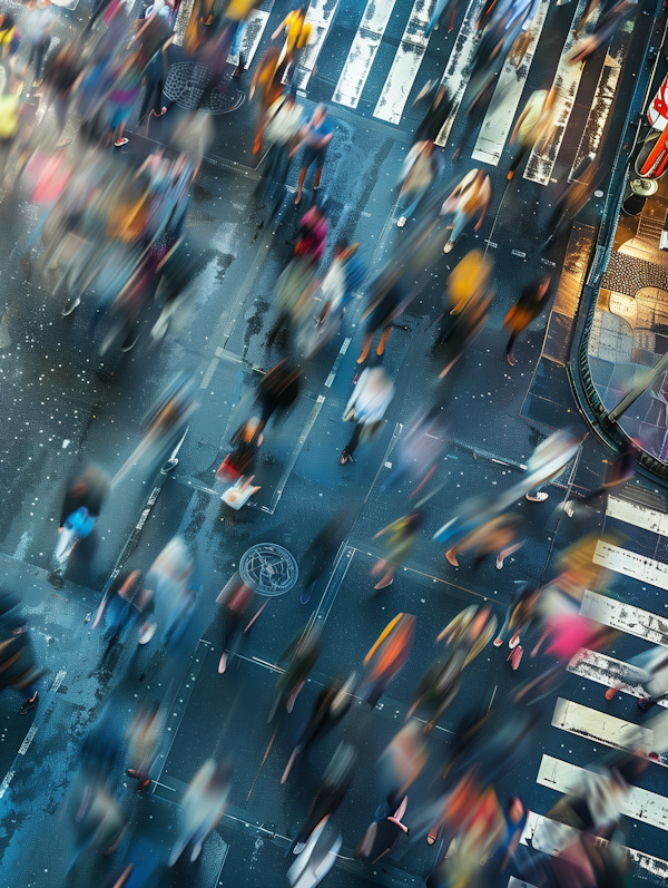 Bustling City Street Aerial View