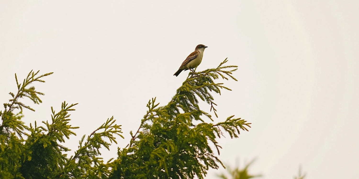 Bird on Coniferous Branch