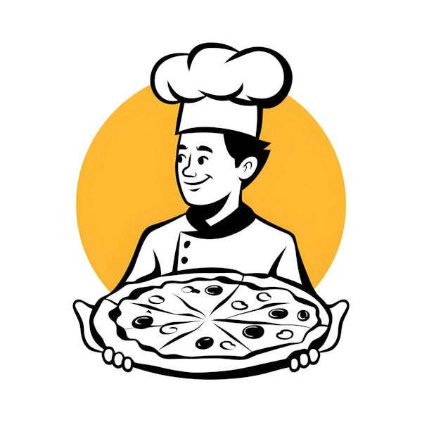 Cheerful Chef with Pizza Illustration