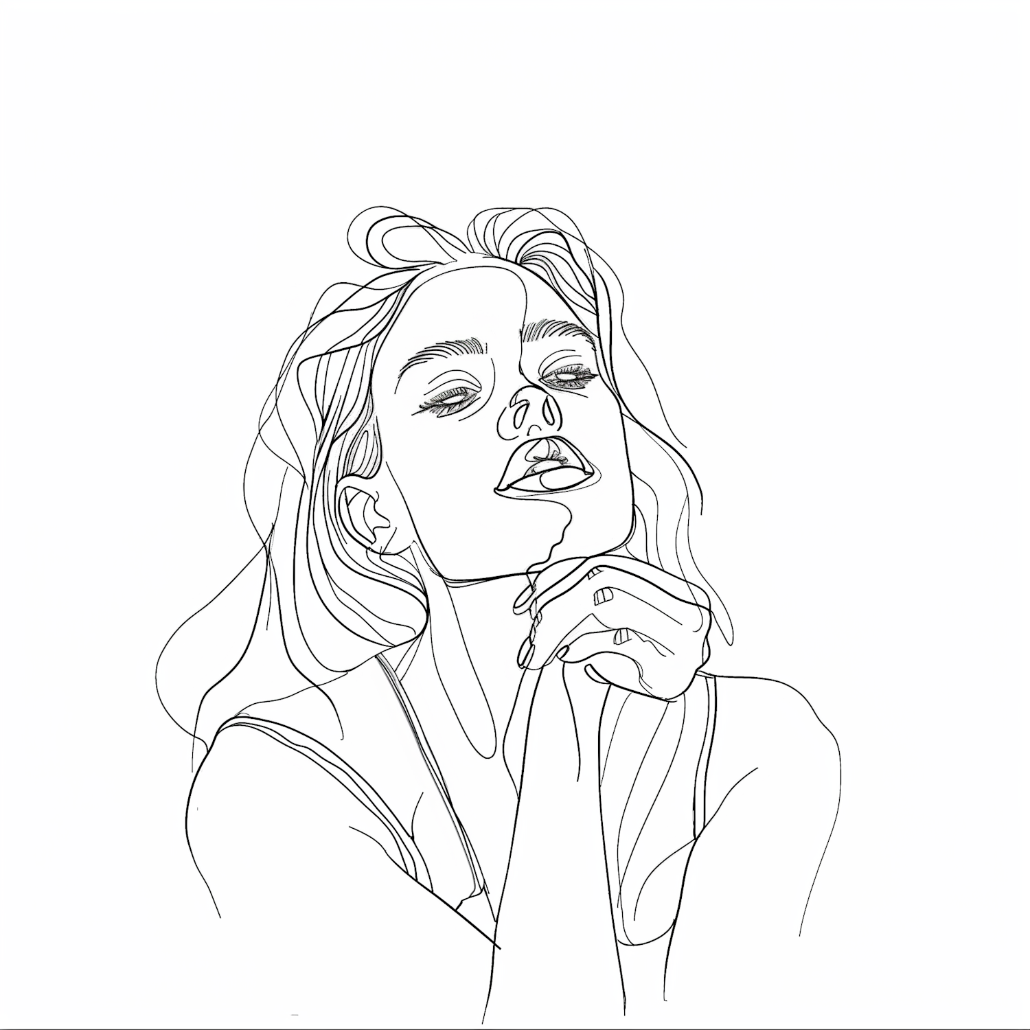 Serene Woman Line Drawing