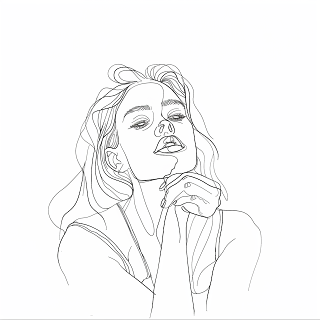 Serene Woman Line Drawing