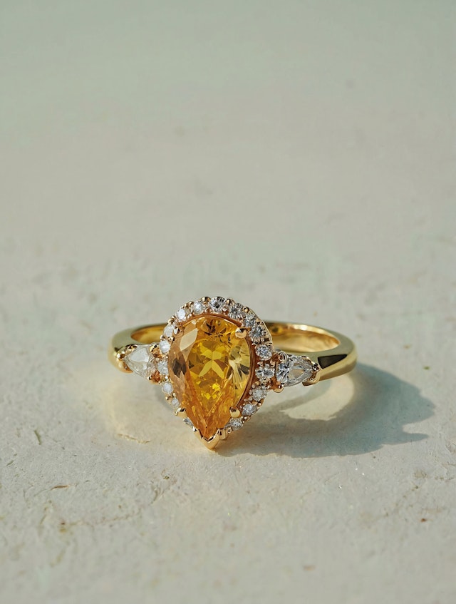 Elegant Gold Ring with Yellow Gemstone